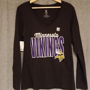 NWT MN Vikings V Neck Long Sleeve Shirt sz Med